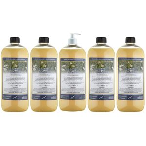 Shampoo Kamille - 1 liter (transparant) - 5 stuks - met witte pomp - Voordeelverpakking - Haarverzorging