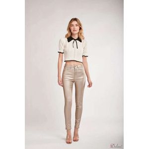 Broek Toxik3 met hoge taille skinny lederlook goud