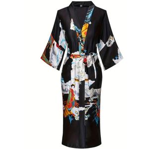 Bovista Badjas Dames - Kimono - Kamerjas - Ochtendjas - Pyama - Zwart - S