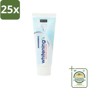 25 x Sence - Whitening - Tandpasta - Met Fluor - 75 ml - Grootverpakking - Tandpasta Whitening - Fluoride Tandpasta - Wittere Tanden - Frisse Adem - Vegan Tandpasta