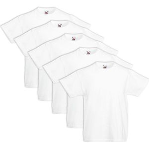 Fruit of the Loom T-shirt kinderen maat 128 100% katoen 5 stuks (wit)