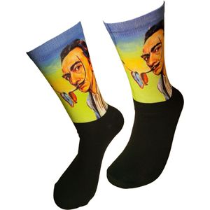 Verjaardags cadeau - Salvador Dali sokken - Kunst Print sokken - vrolijke sokken - valentijn cadeau - aparte sokken - grappige sokken - leuke dames en heren sokken - moederdag - vaderdag - Socks waar je Happy van wordt - Maat 36-40