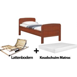 Complete set ledikant Senioren / seniorenbed 90x200cm kersen - Koudschuim matras
