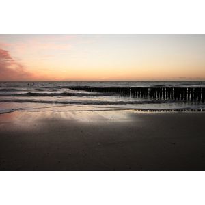 Dibond - Zee / Water in blauw / oranje / geel / beige / wit / zwart - 100 x 150 cm