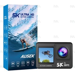 5K Ultra HD Actiecamera M60 GoPro – Compacte zwarte sportcamera met 5K-resolutie, breedhoeklens, WiFi en waterdichte behuizing - Inclusief accessoires