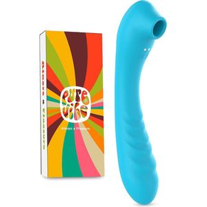 PureVibe® Vibrating Air-Pulse Massager 3-in-1 Clitoris & G-spot Vibrator - 10 Luchtdruk standjes - 10 vibratie standjes - Verwarmd - Vibrators voor Vrouwen - Sex Toys - Erotiek - Blauw