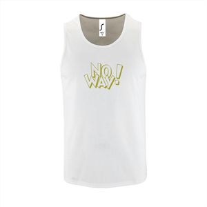 Witte Tanktop sportshirt met ""No Way"" Print Goud Size XXL