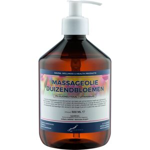 Massageolie Duizendbloemen 500 ml met witte pomp - 100% natuurlijk - biologisch en koud geperst