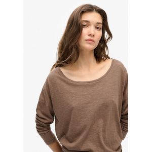 Superdryvoor vrouwen. W6011975A Bruin gebreid T-shirt met lange mouwen (XS), Casual, Katoen