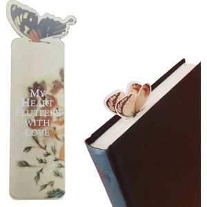 Boekenlegger Vlinder & Bloem – Bladwijzer - Bookmark – Kaartje – Classic Bruin - Kleine Cadeautjes