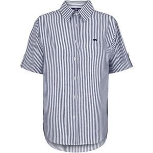 Jimmy Sanders - Overhemd - Navy - Katoen Linnen - Korte Mouw Dames