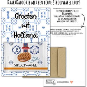 Kaartkadootje Typisch Nederlands -> Stroopwafel - No:01 (Groeten uit Holland-Delfts blauw-Vaas tulpen) - LeuksteKaartjes.nl by xMar