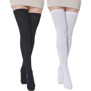 Dijhoge Dameskousen met Stijlvolle Strepen - Extra Lange Katoenen Kousen