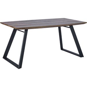 Eetkamertafel Drop® - Cody - Houtlook MDF tafelblad 160 x 90 cm - hoogte 75 cm - met design zwarte U vorm metalen poten