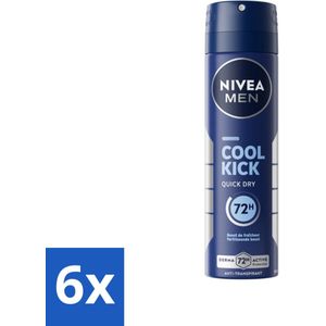 6 x NIVEA Men Deodorant Spray Cool Kick 150 ml - NIVEA MEN - Deodorant Spray - Anti-transpirant - 48 Uur Bescherming - Cool Kick