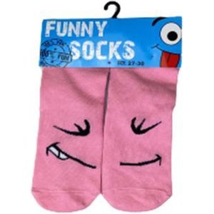 Funny kindersokken - Lichtroze - Maat 23-26 - 2 paar