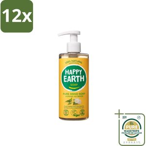 Happy Earth – Handzeep – 100% Natuurlijk Jasmine Ho Wood – 300 ml - Voordeelverpakking - 12 stuks - Jasmijn handzeep - Ho wood handzeep