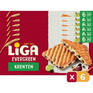 LiGA Evergreen koekjes Krenten 225g - 6 Stuks - Koek - Tussendoor - Voordeelverpakking
