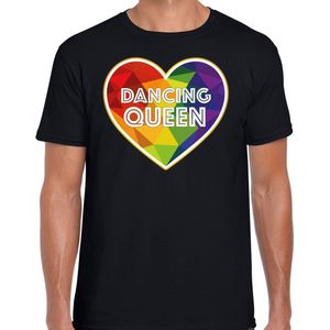 Bellatio Decorations Gay Pride shirt - dancing queen - regenboog - heren - zwart XL