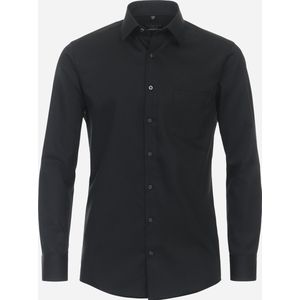 Redmond comfort fit overhemd - popeline - zwart - Strijkvriendelijk - Boordmaat: 45/46