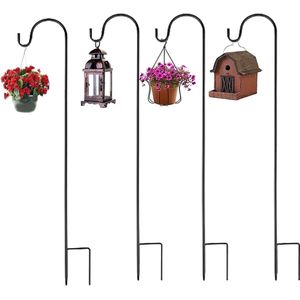 Tuinherdershaken 120 cm - Metalen Tuinstok met Haken voor Solarlampen en Lantaarns