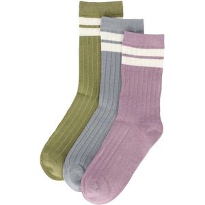 iN ControL 3pack RIB socks STRIPE green/blue/lila 23/26
