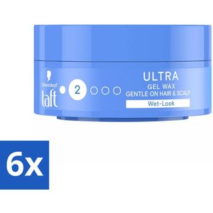 6 x Taft - Ultra 2 - Gel Wax - Wetlook - 75 ml - Haarproducten - Stylinggel - Haarwax - Glans - Controle