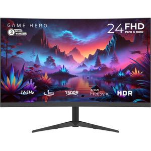 GAME HERO® 24 inch Full HD VA Curved Gaming Monitor - 165Hz - 1ms