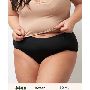 Moodies incontinentie ondergoed - Seamless High Waist Hiphugger - zwaar kruisje - maat XL - zwart