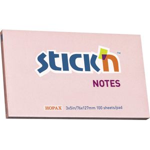 Stick'n sticky notes 76x127mm, pastel roze, 100 memoblaadjes