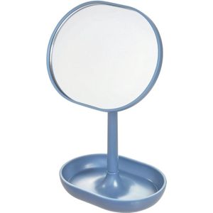 Spiegel met Bakje, Staand, 16.5 x 11.3 x 19.8 cm, Kunststof, Blauw - iDesign | Cade