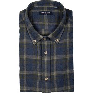 Pre End - Overhemd heren - flanel - blauw - olijfgroen - geruit - maat XL