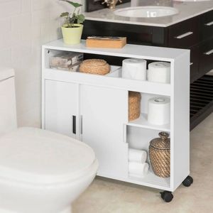 Nieuwe versie Badkamer Toiletpapierrolhouder - Badkamer Opbergkast Kast op Wielen
