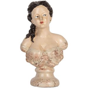 Clayre & Eef Decoratie Beeld Vrouw 12x8x20 cm Beige Kunststof