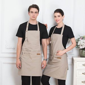 1-pack keukenschort voor dames - Verstelbare kookschort met zakken - Unisex canvas waterdichte schort - Anti-vet werkkleding voor restaurants - Geschikt voor thuiskeuken, restaurant, café, bakken, tuinieren, BBQ