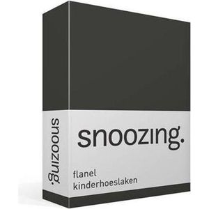 Snoozing - Flanel - Kinderhoeslaken - Ledikant - 60x120 cm - Antraciet