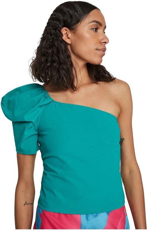Vila - Vega One Shoulder - Top - Groen - Korte Mouwen - Regular Fit