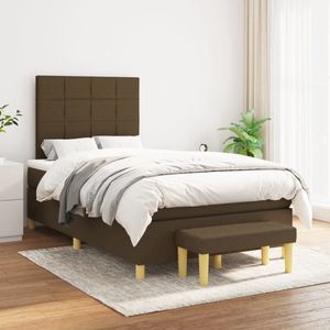 vidaXL Boxspring met matras - Donkerbruin - 120x200 cm Boxspring - Boxsprings - Donkere Kleuren - Tweepersoonsbed - Stapelbare Bedden - Lederlook - Modern Design - Rustig Slapen - Ergonomisch