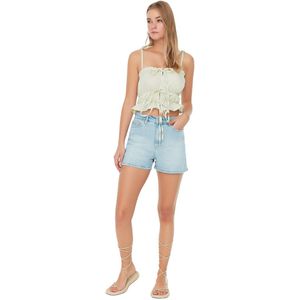 Trendyol Zwarte, Duurzamere City Boy Denim Shorts Met Hoge Taille Twoss20Sr0210