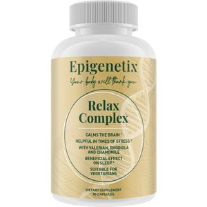 Epigenetix - Relax Complex - 90 premium capsules - Rust in je hoofd en lijf, verbetering van nachtrust, met Valeriaan en Kamille, vermindering van angst en spanning, ontspanning bij stressvolle situaties dankzij Rhodiola en Passiebloem