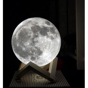 Maan Lamp – 15 cm extra groot - Lamp Kinderkamer - Moon Light - Milieuzuining +AA - 6 uur powerbatterij - 16 kleuren incl. dimfunctie – Nachtlampje kind - LED Nachtlamp
