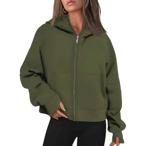 Dames Hoodie Met Rits | Fleece Crop Sweatshirt Voor Herfst & Winter
