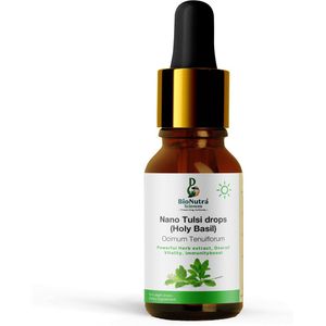 BioNutra Sciences-Advanced nanotech, Tulsi-Holy Basil drops, high concentrate, voedingssupplement-vegan, vegetarian friendly, 100% natural product, dietary/ food supplement, micronutrient drops, water soluble-15ml