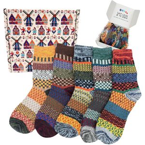 Tutti Footi - Retro Sokken Set Vera - 5 paar Winter Sokken met Wol - Maat 37-42 - Vintage Sokken dames/heren