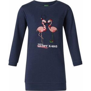 Kerst Kindersweater/ jurk - Blauw maat 116-122