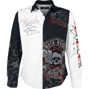 Rock Rebel by EMP Zwart-wit shirt met rockprint - Heren - M