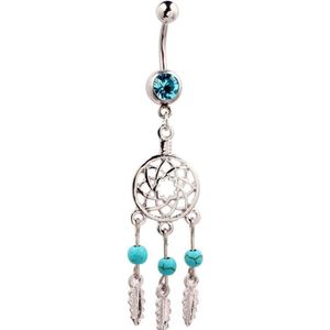 Fako Bijoux® - Navelpiercing - Dromenvanger - Blauw