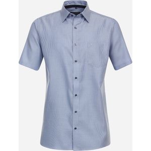 CASA MODA comfort fit overhemd - korte mouw - dobby - blauw - Strijkvrij - Boordmaat: 49