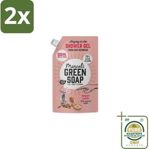 Marcel's Green Soap - Shower Gel - Navulling - Argan & Oudh - Krachtige werking - 500 ml - Voordeelverpakking - 2 stuks - Navulverpakking - Duurzaam