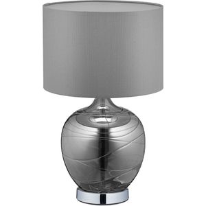 Relaxdays tafellamp modern - stoffen lampenkap - glazen voet - nachtlamp - diverse kleuren - zwart